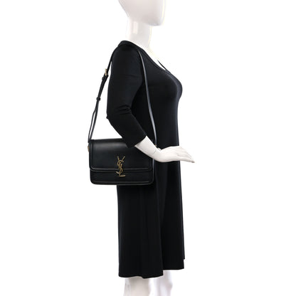 Saint Laurent Box Calfskin Monogram Medium Solferino Satchel Black 2 of 12