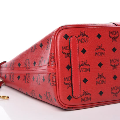 MCM Visetos Medium Liz Reversible Shopper Tote Ruby Red 10 of 14