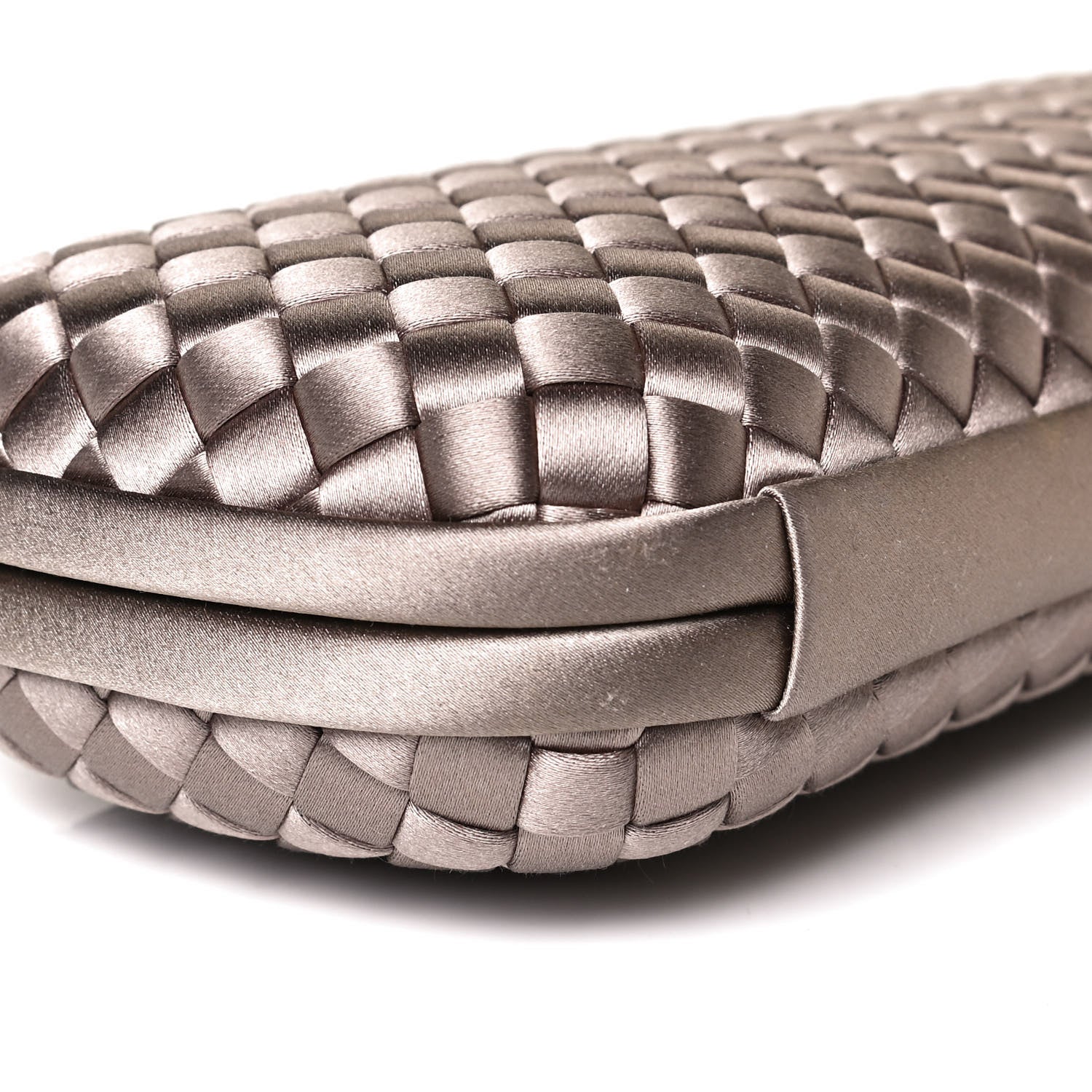 Bottega Veneta Satin Intreccio Impero Stretch Knot Clutch Limestone 6 of 7