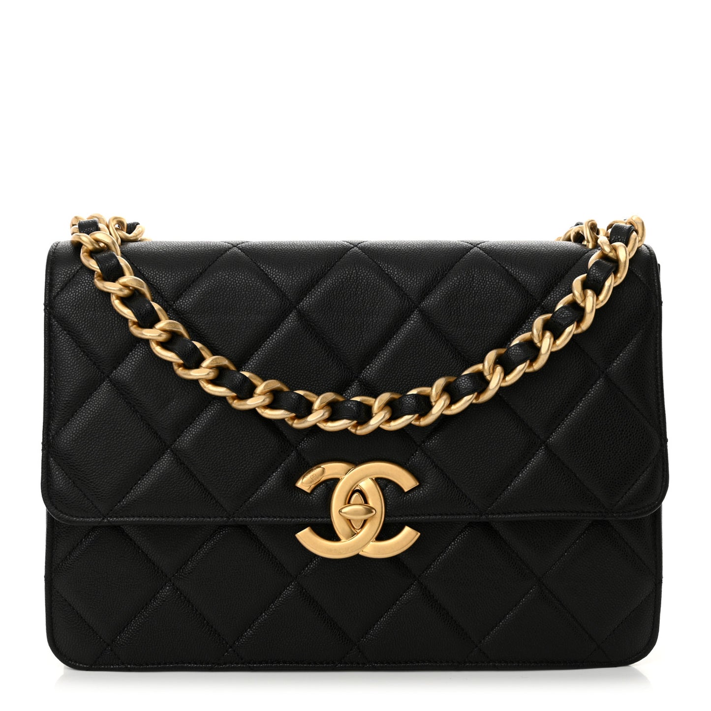 Caviar Quilted CC Large Flap Black