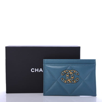 Chanel Lambskin Quilted 19 Card Holder Turquoise 9 of 9