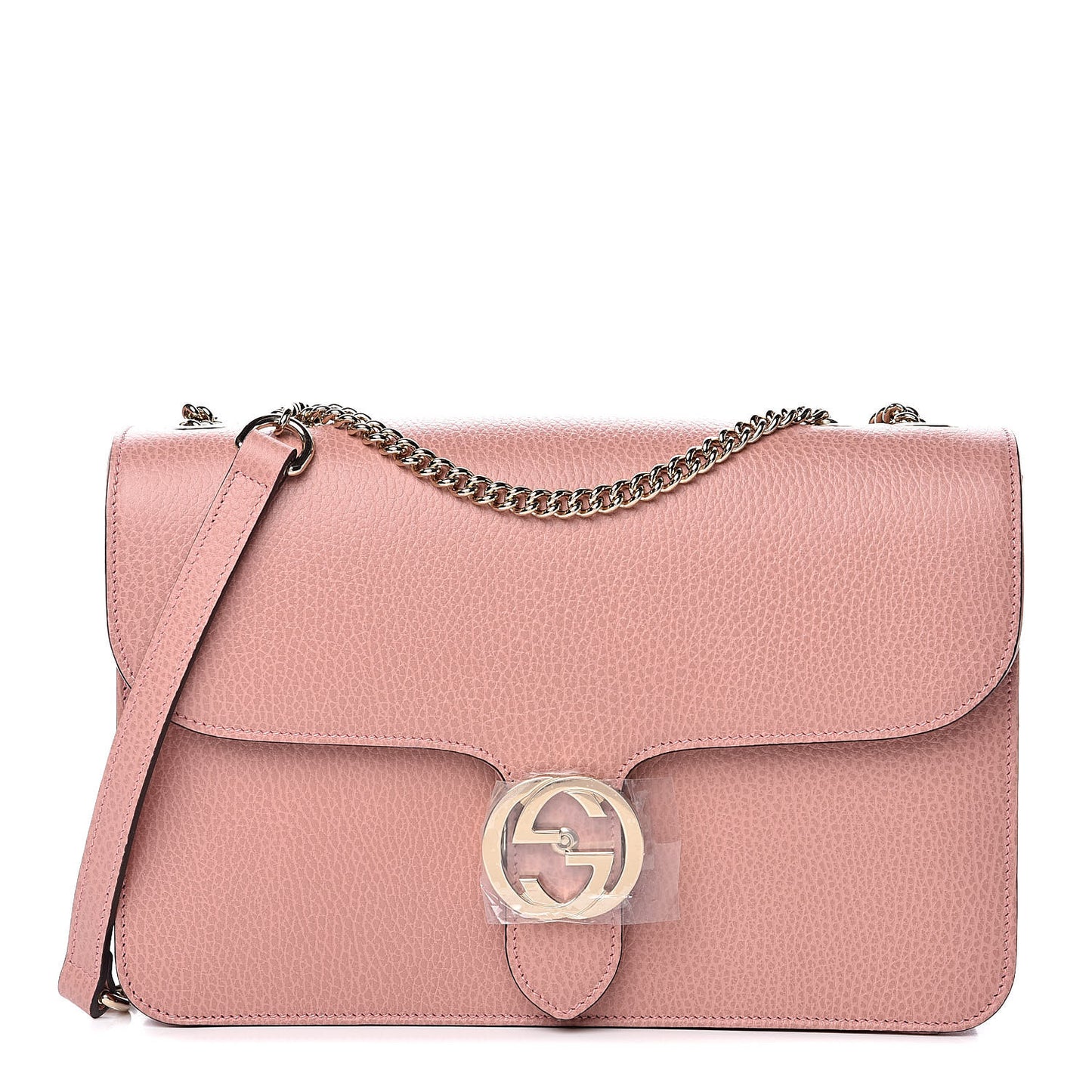 Dollar Calfskin Interlocking G Shoulder Bag Soft Pink
