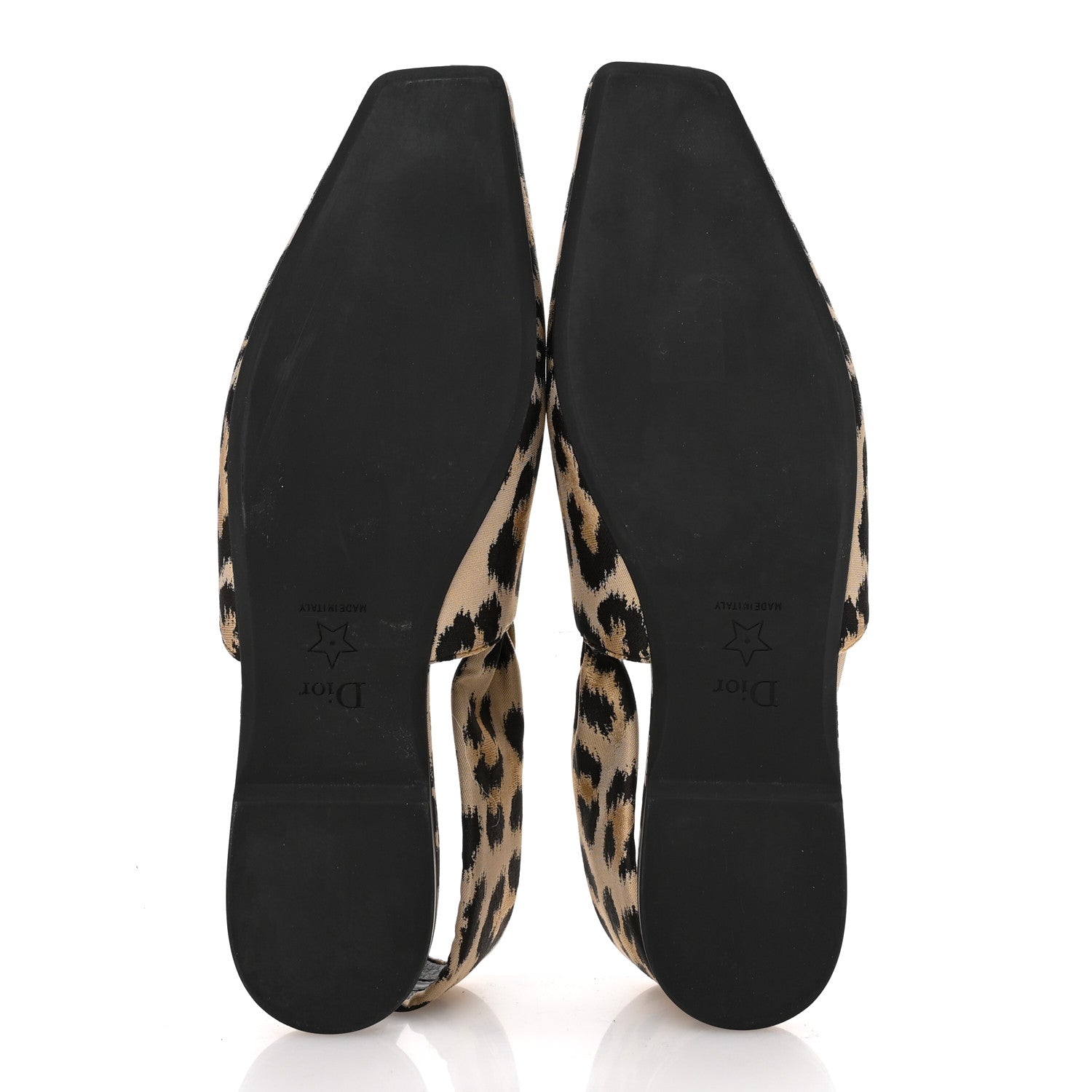 Christian Dior Shiny Nylon Leopard Print Mizza Slingback Flat 38.5 Natural 6 of 9