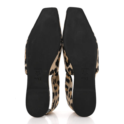 Christian Dior Shiny Nylon Leopard Print Mizza Slingback Flat 38.5 Natural 6 of 9