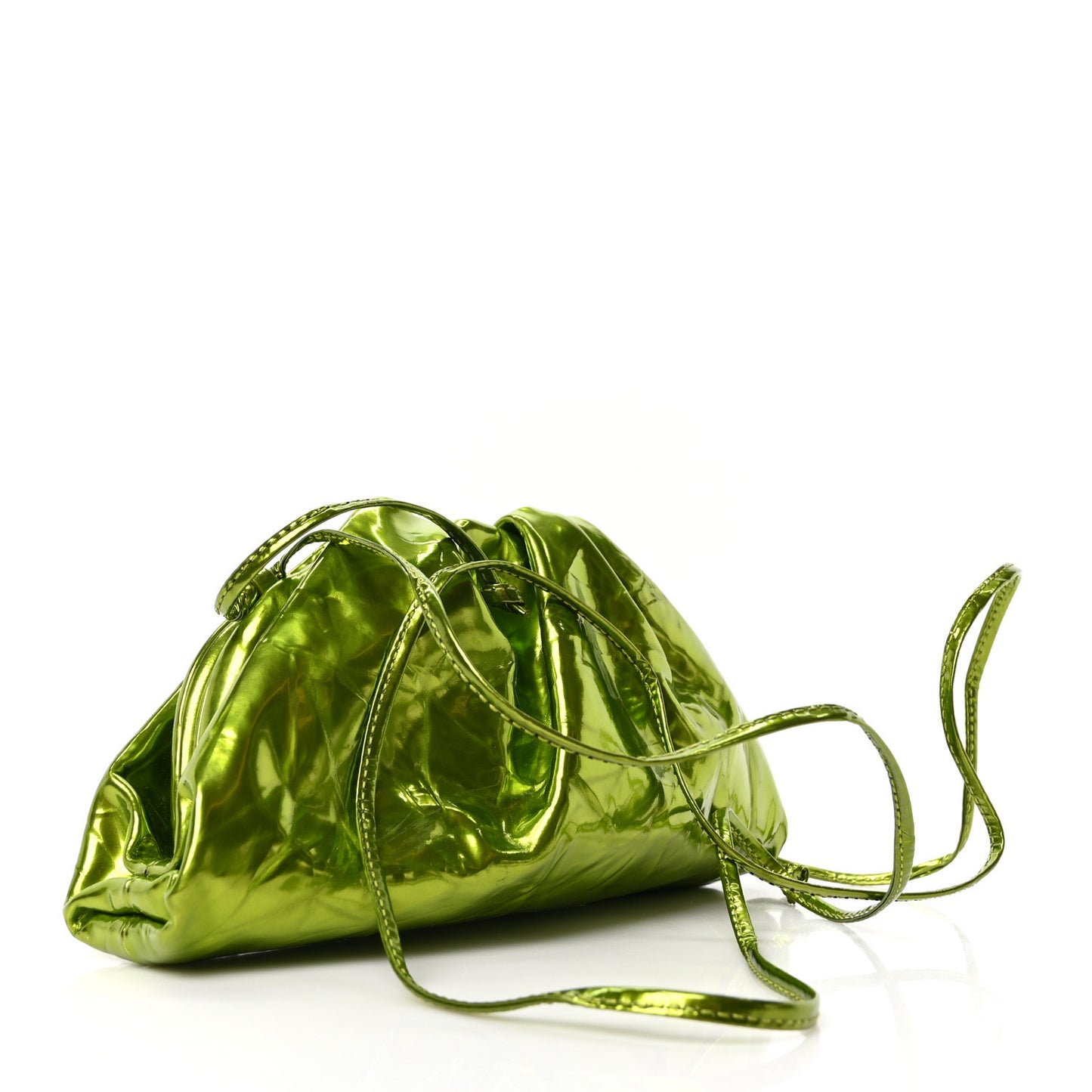 Metallic Crushed Calfskin The Mini Pouch Chlorophyll
