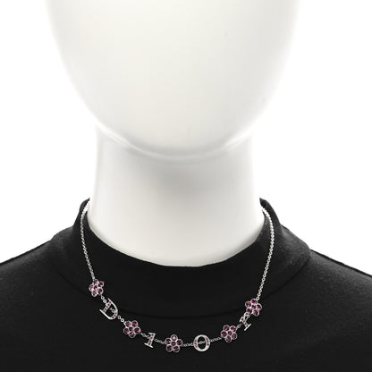 Christian Dior Crystal Flower Choker Necklace Silver Purple 2 of 6