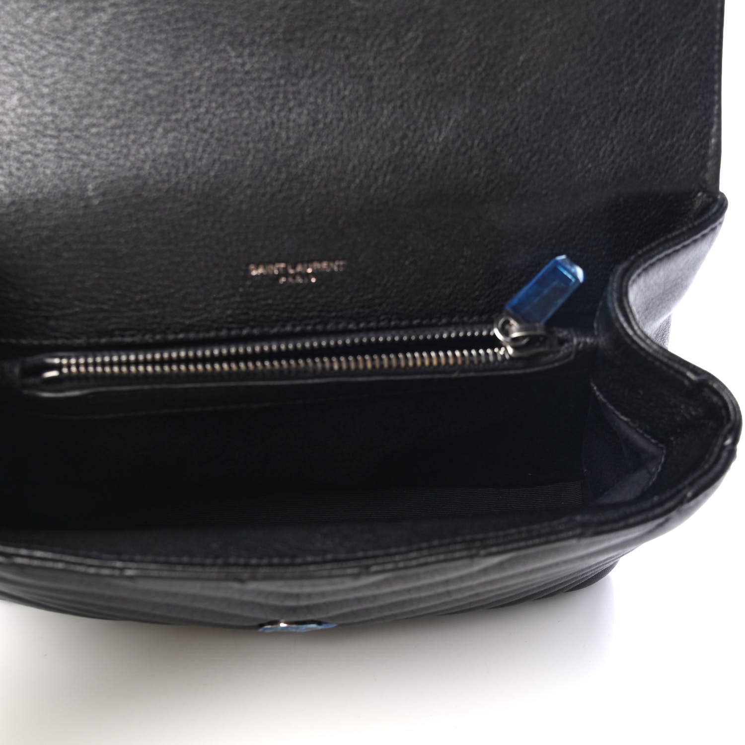 Saint Laurent Sheepskin Matelasse Chevron Monogram Medium College Bag Black 4 of 4