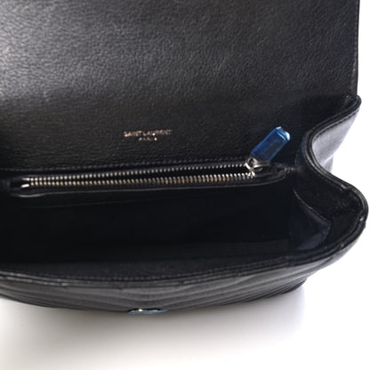 Saint Laurent Sheepskin Matelasse Chevron Monogram Medium College Bag Black 4 of 4