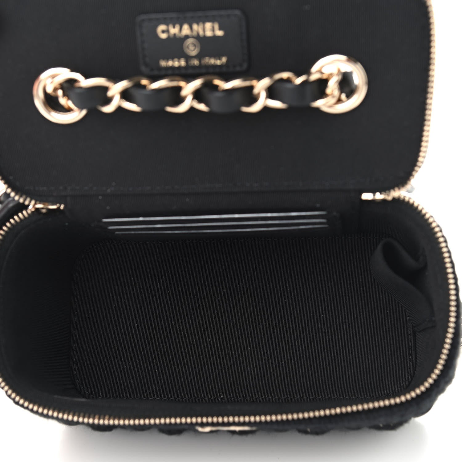 Chanel Lambskin Crochet Quilted Small Vanity Case With Chain Black 5 of 9