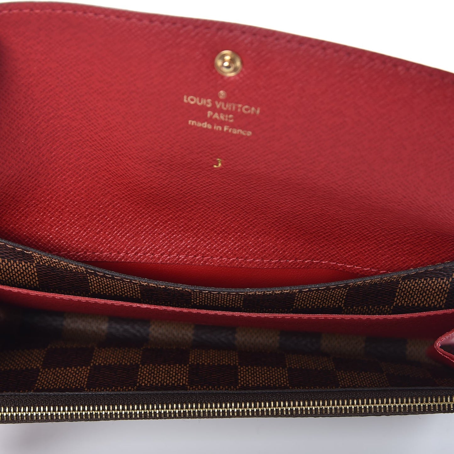 Damier Ebene Emilie Wallet Red