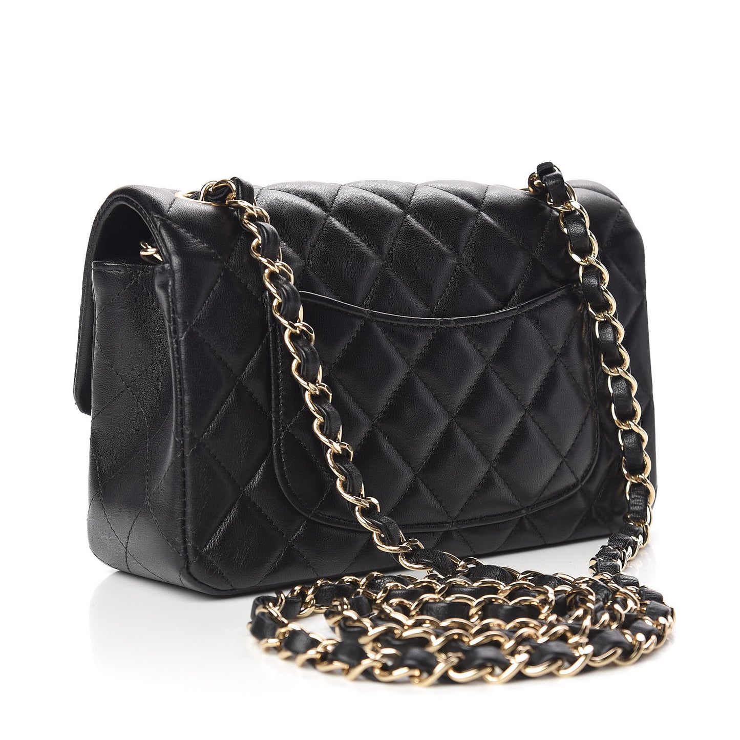 Lambskin Quilted Mini Rectangular Flap Black