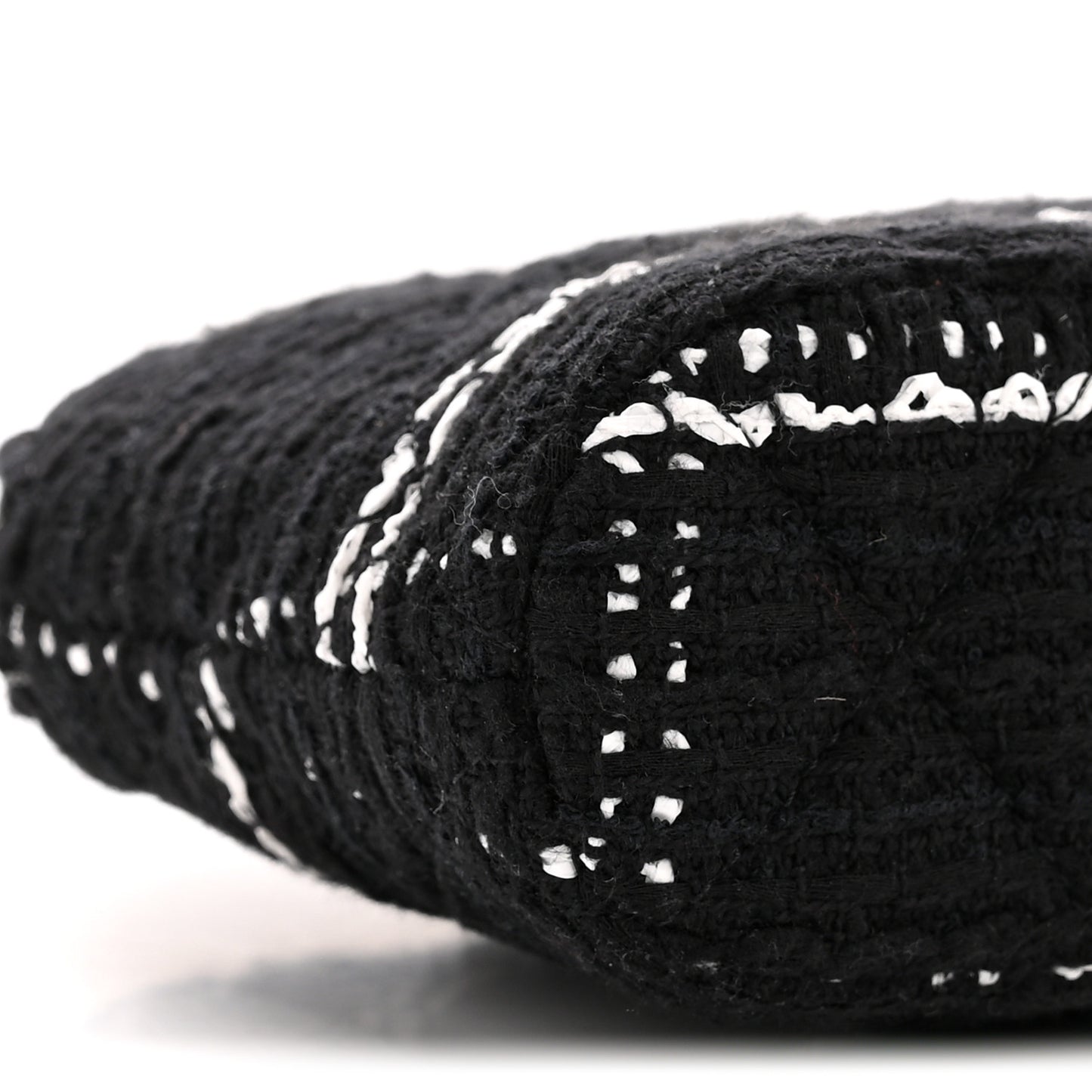 Tweed Quilted Mini Clutch With Chain Black White