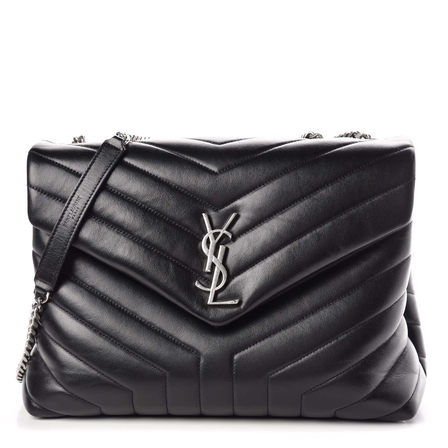 Saint Laurent Calfskin Y Quilted Monogram Medium Loulou Chain Satchel Black 1 of 10