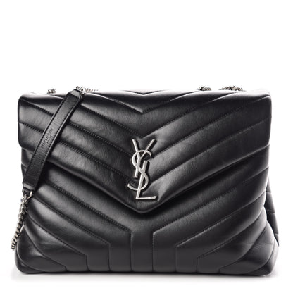 Saint Laurent Calfskin Y Quilted Monogram Medium Loulou Chain Satchel Black 1 of 10