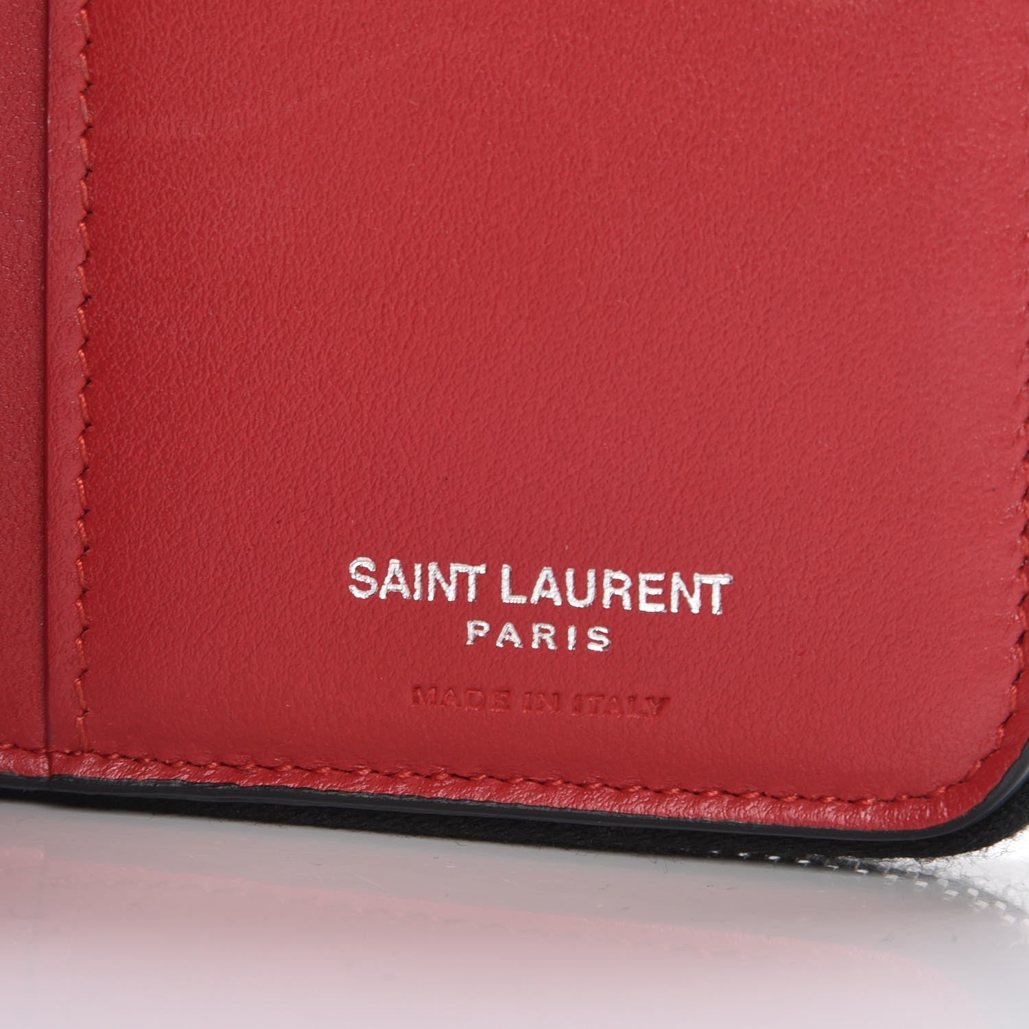 Saint Laurent Ribbed Calfskin Opium Monogram Compact Zip Around Wallet Black 6 of 8