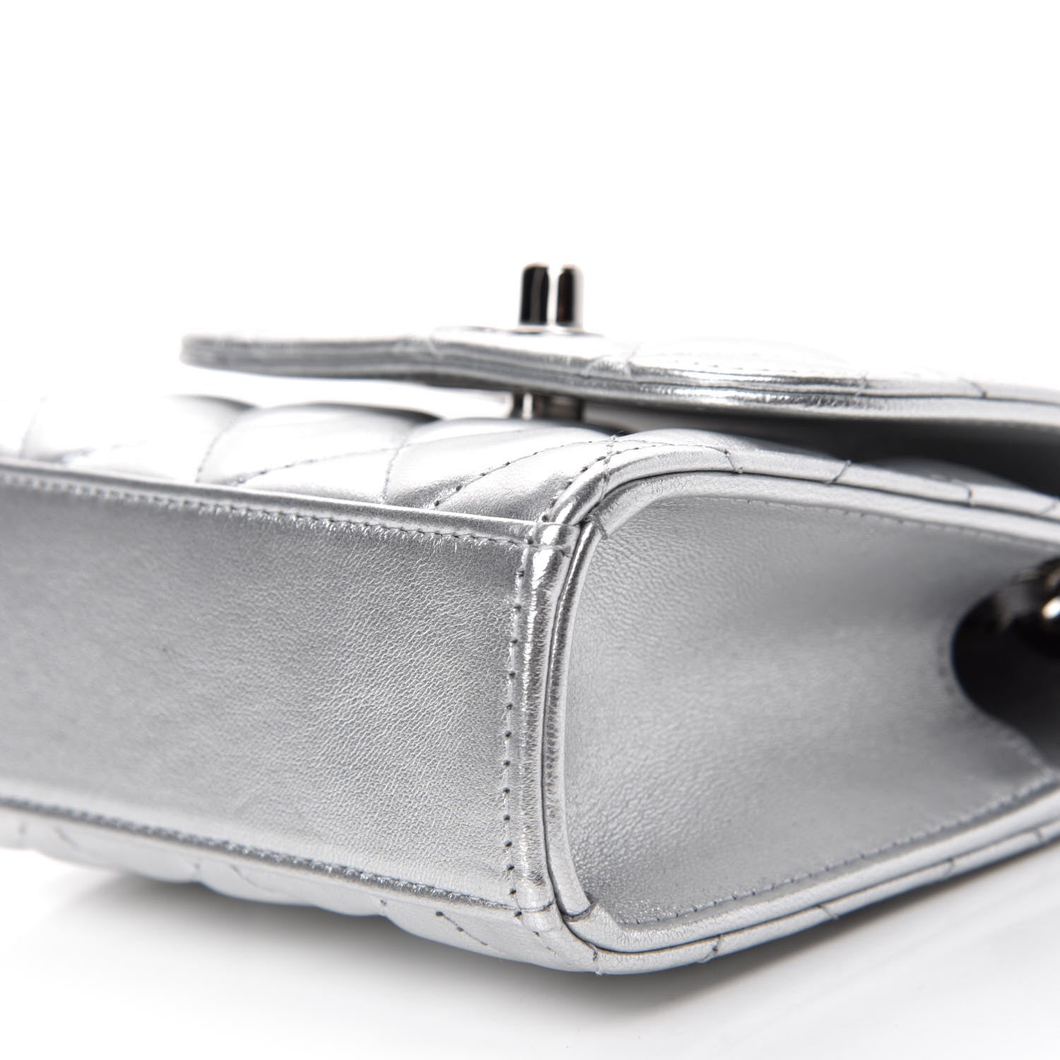 Chanel Metallic Lambskin Quilted Mini Trendy CC Clutch With Chain Silver 7 of 12
