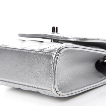 Chanel Metallic Lambskin Quilted Mini Trendy CC Clutch With Chain Silver 7 of 12