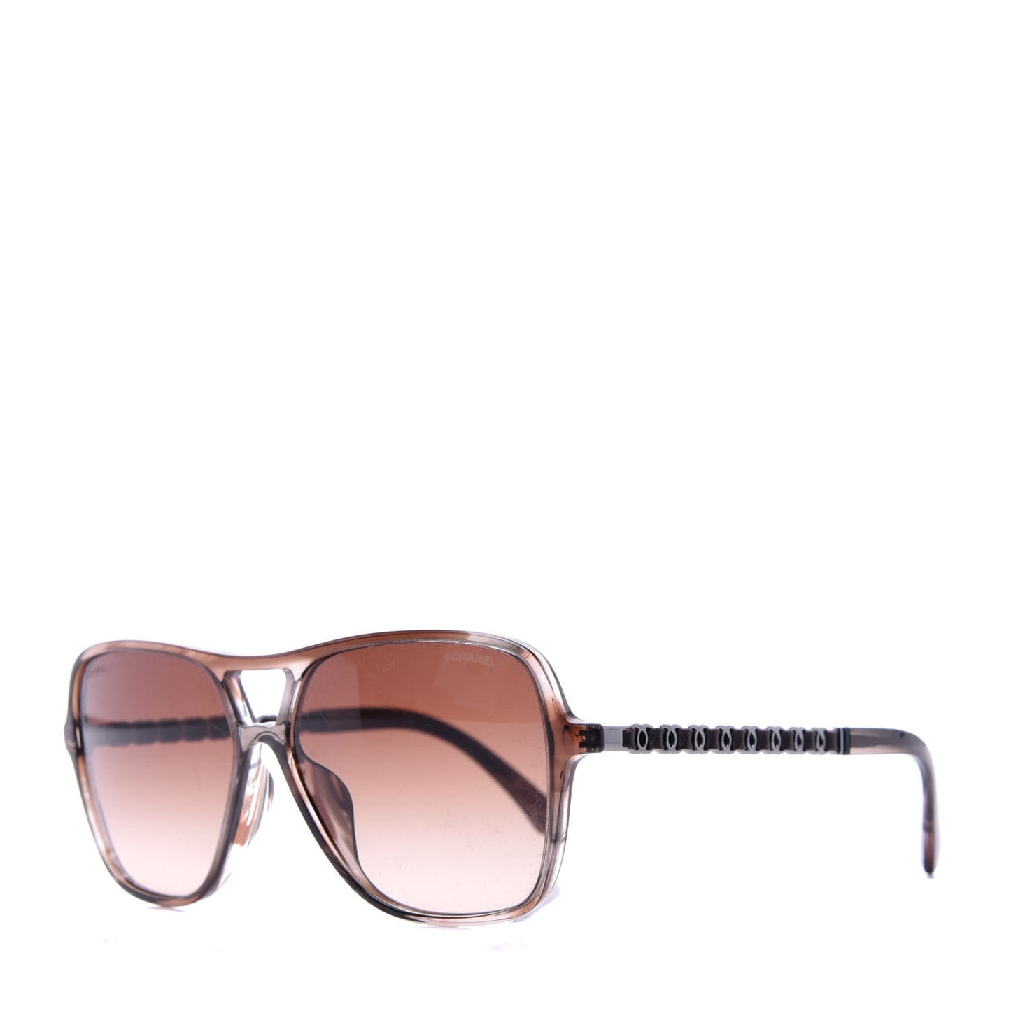 Metal Calfskin CC Chain Pilot Sunglasses 5439-Q Brown