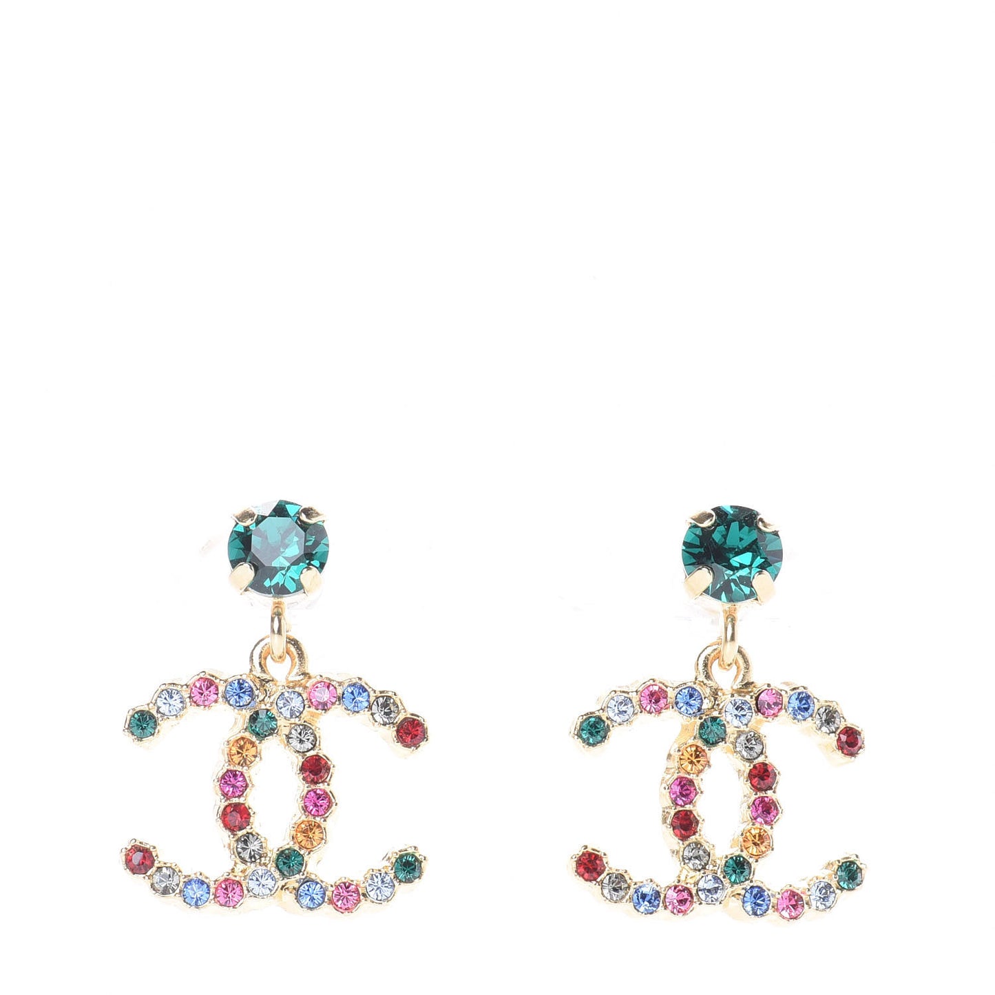 Crystal Over The Rainbow CC Drop Earrings Gold Multicolor