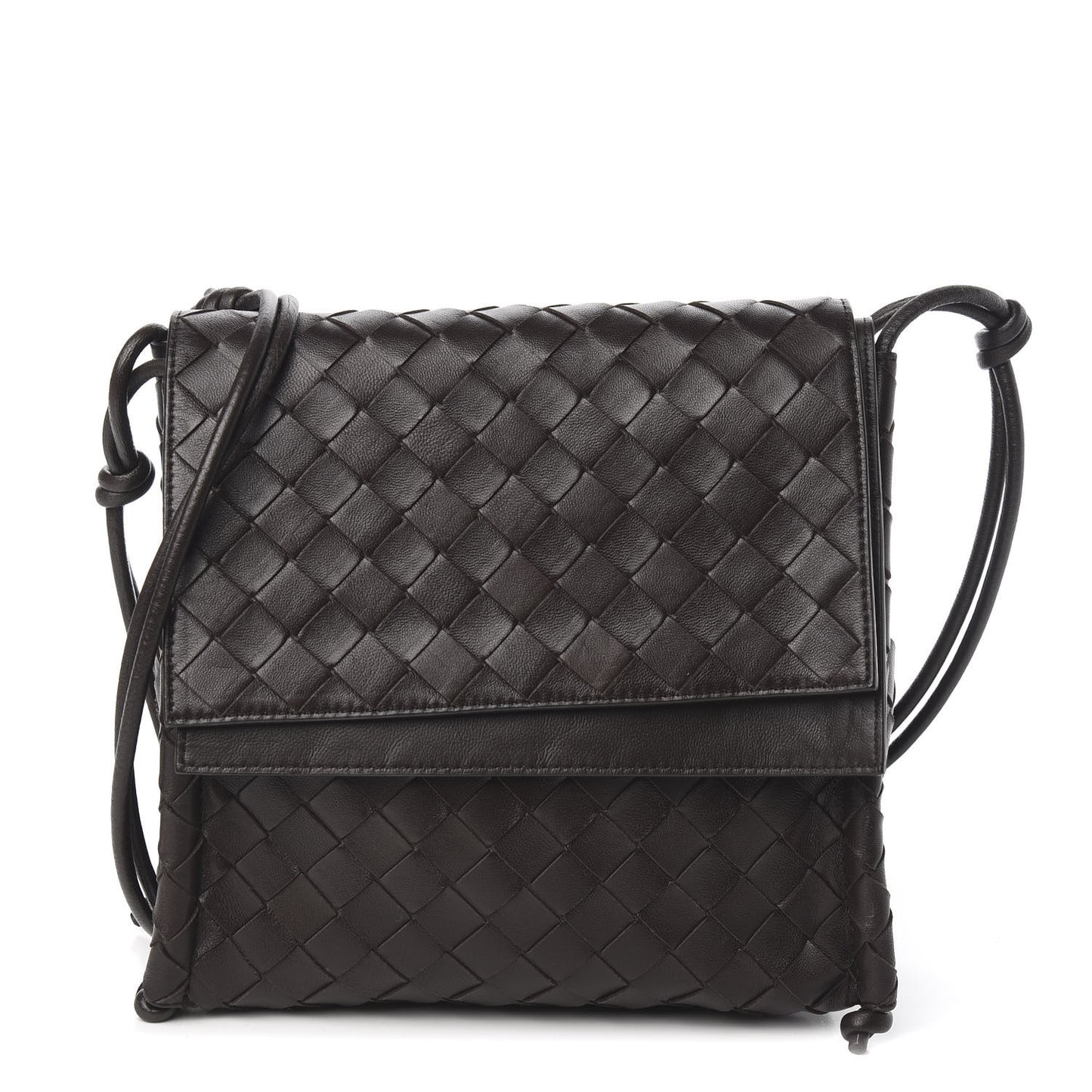 Nappa Intrecciato Small Knot Flap Crossbody Fondente