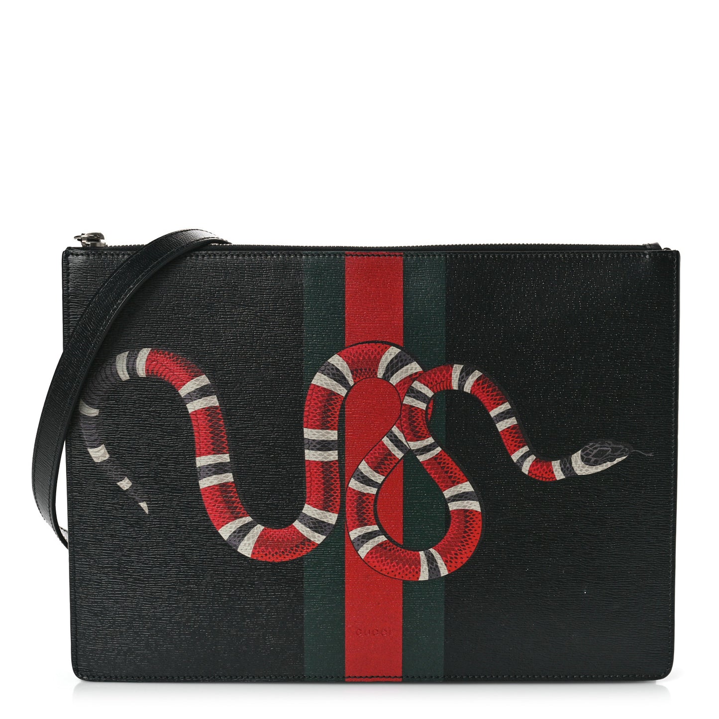 Calfskin Kingsnake Print Messenger Black