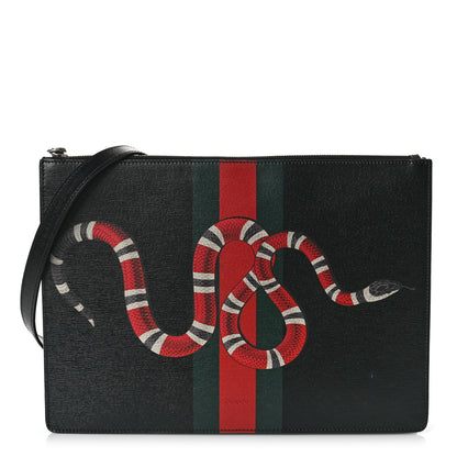 Gucci Calfskin Kingsnake Print Messenger Black 1 of 10