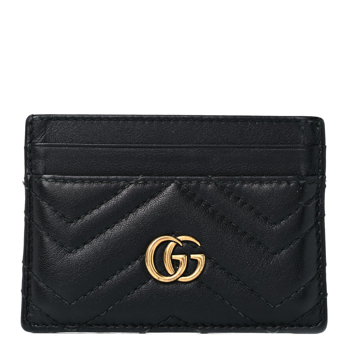Calfskin Matelasse GG Marmont Card Holder Black
