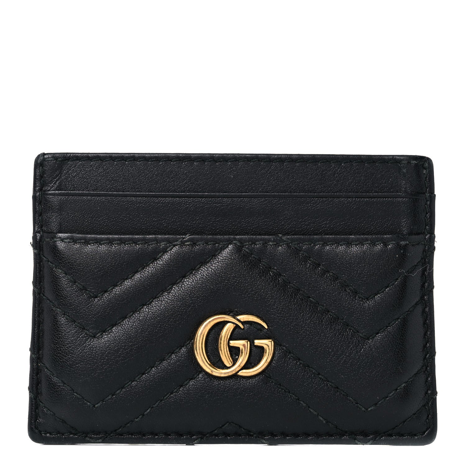 Gucci Calfskin Matelasse GG Marmont Card Holder Black 1 of 12