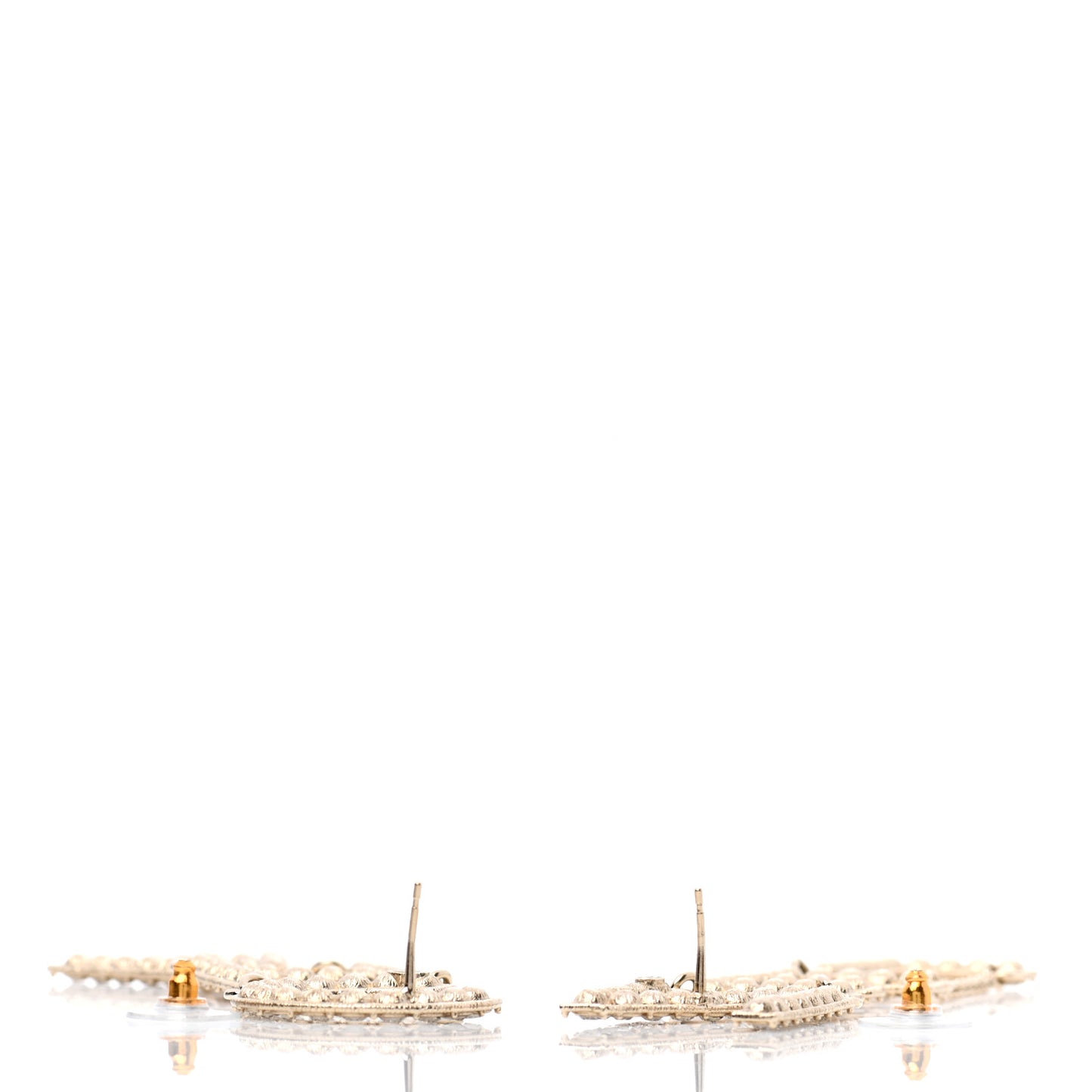 Crystal Cha-Nel Logo Drop Earrings Gold