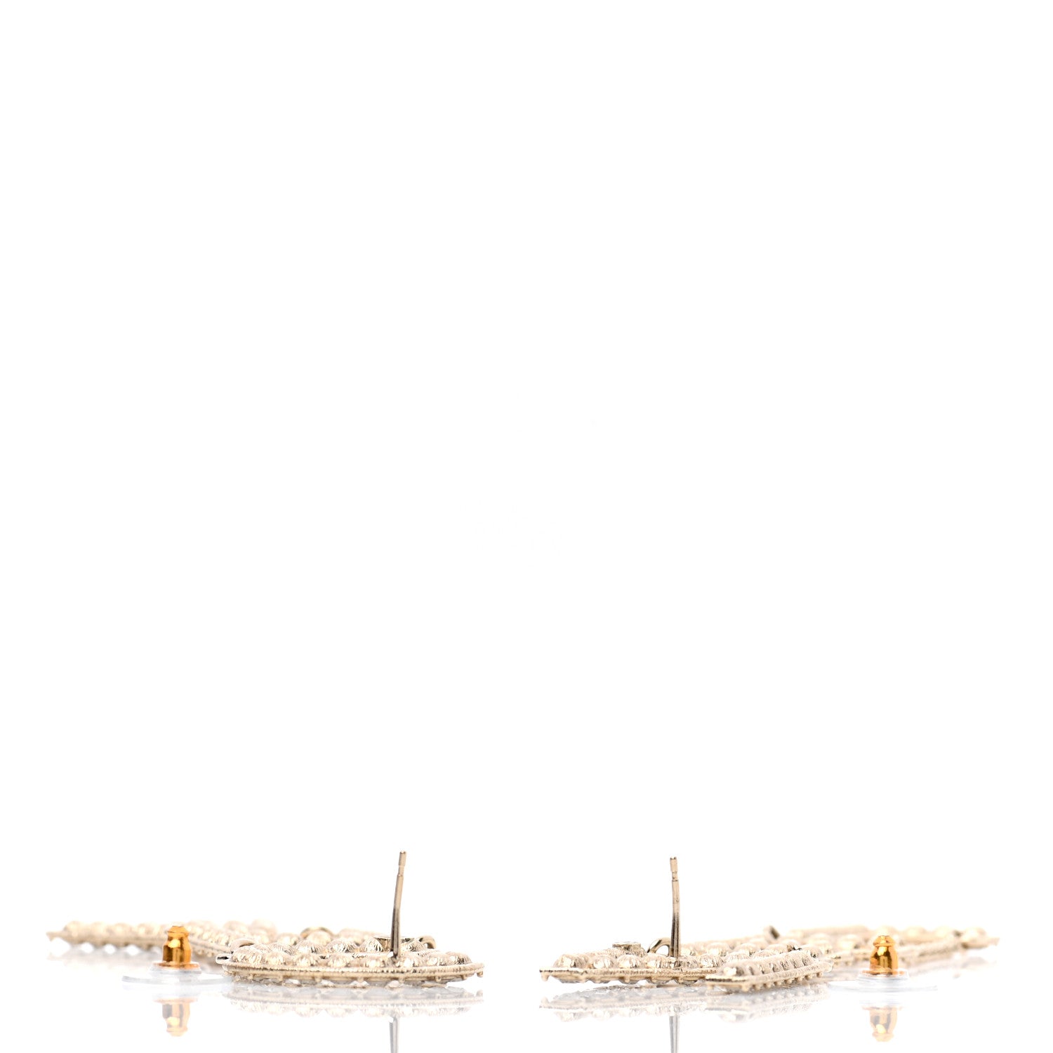 Chanel Crystal Cha-Nel Logo Drop Earrings Gold 3 of 5