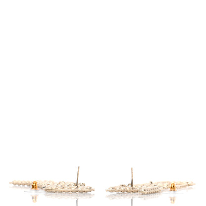 Chanel Crystal Cha-Nel Logo Drop Earrings Gold 3 of 5