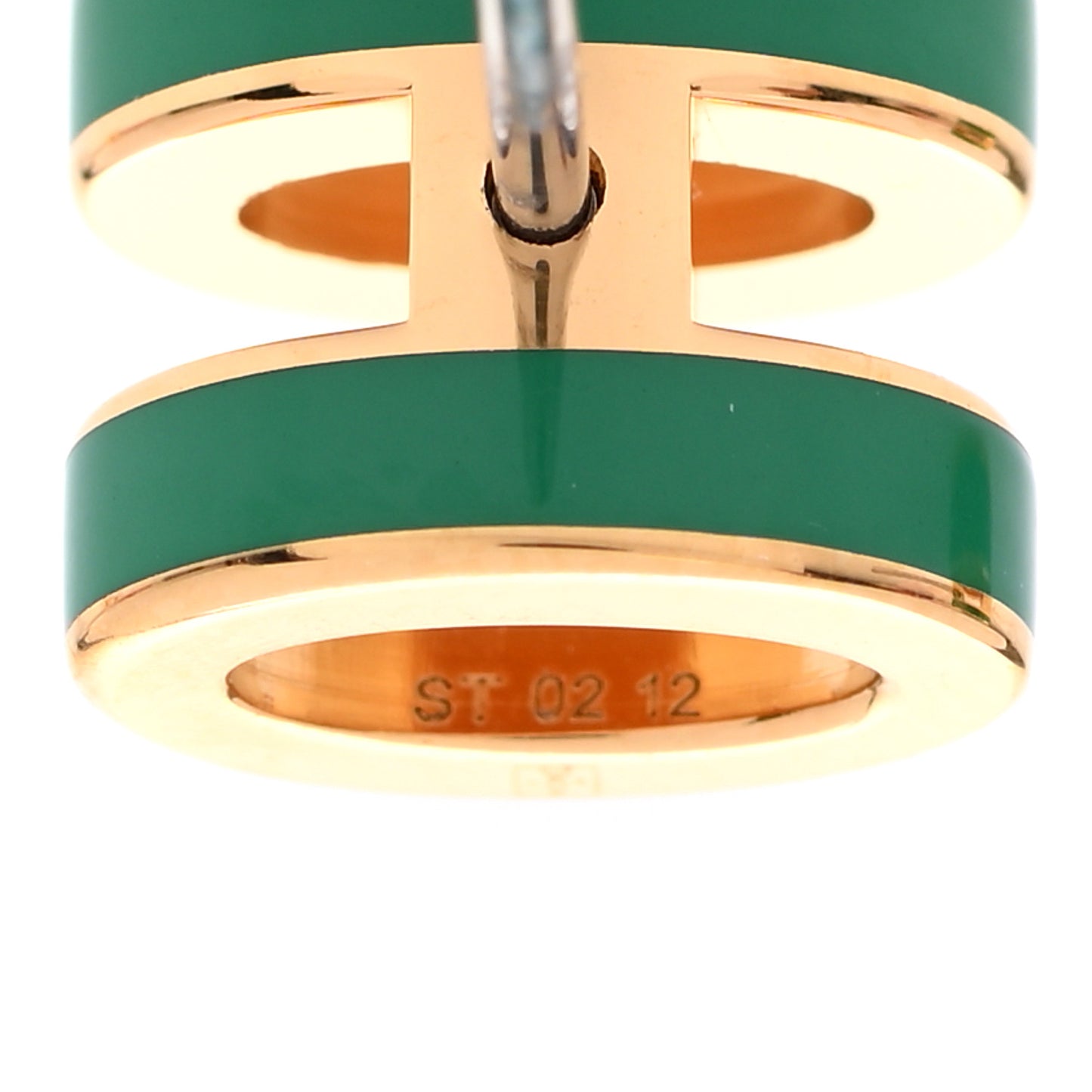 Gold Lacquered Mini Pop H Earrings Malachite