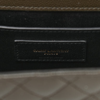 Saint Laurent Grain De Poudre Textured Mixed Matelasse Triquilt Medium Monogram Satchel Army Green 7 of 10