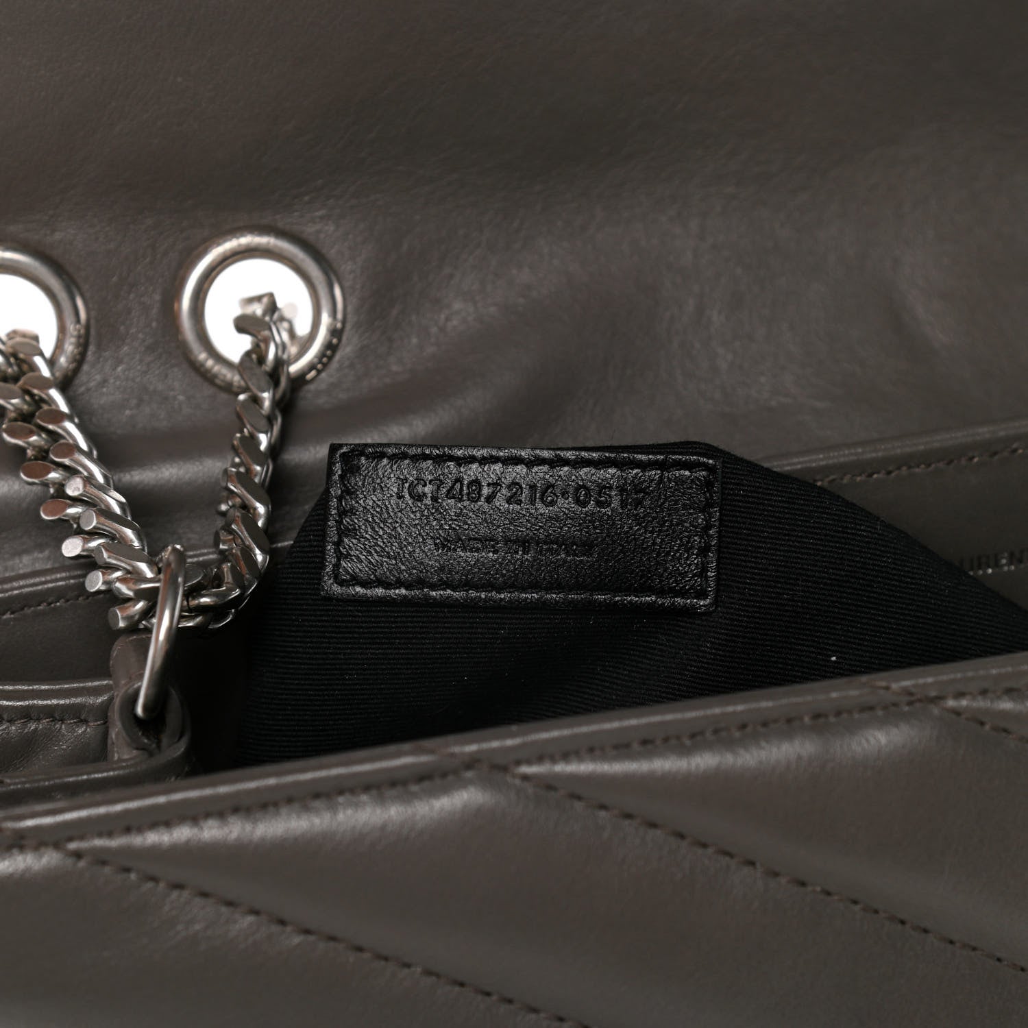 Saint Laurent Calfskin Y Quilted Monogram Medium Loulou Chain Satchel Earth 5 of 17