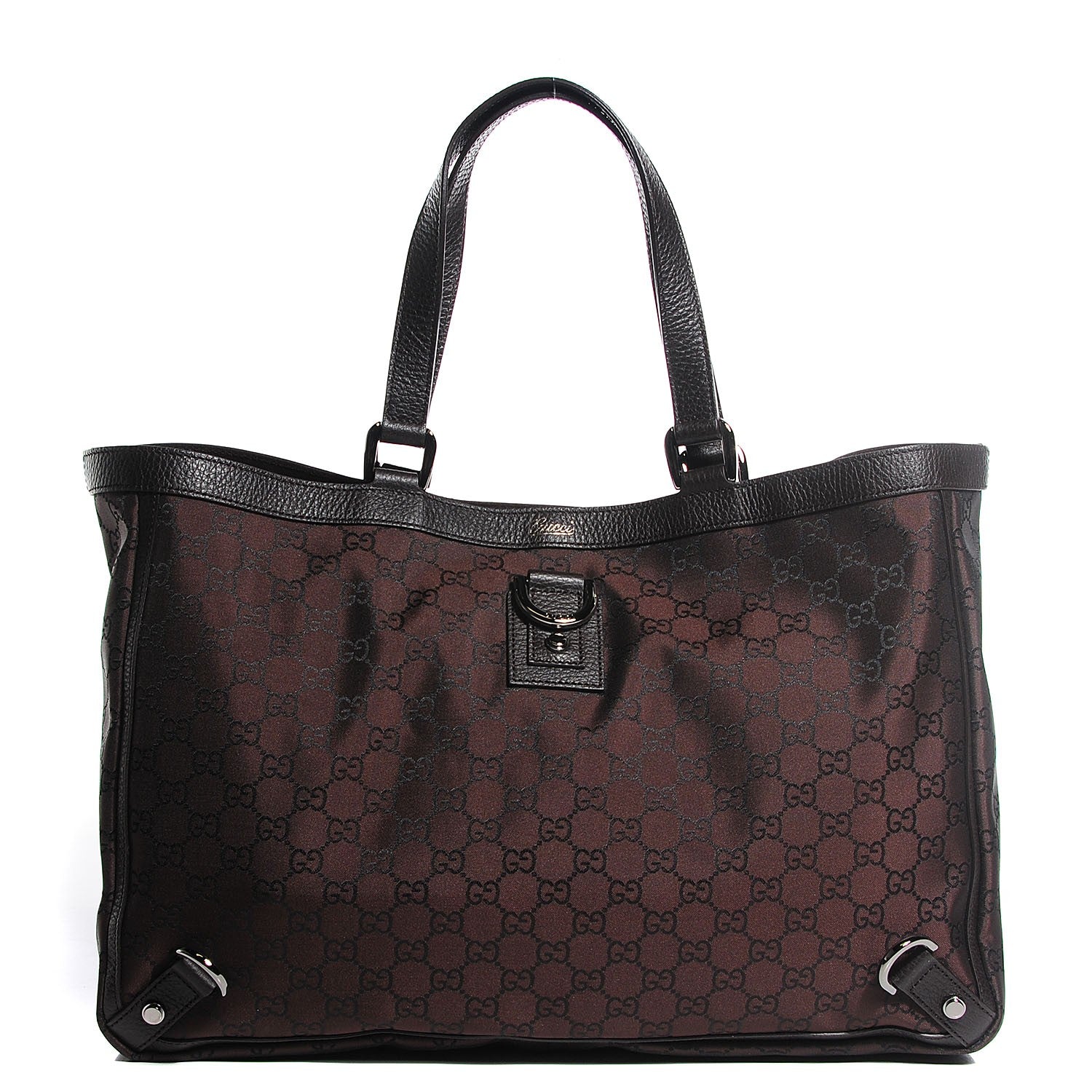 Gucci Satin Monogram Large Abbey Tote Brown 1 of 7