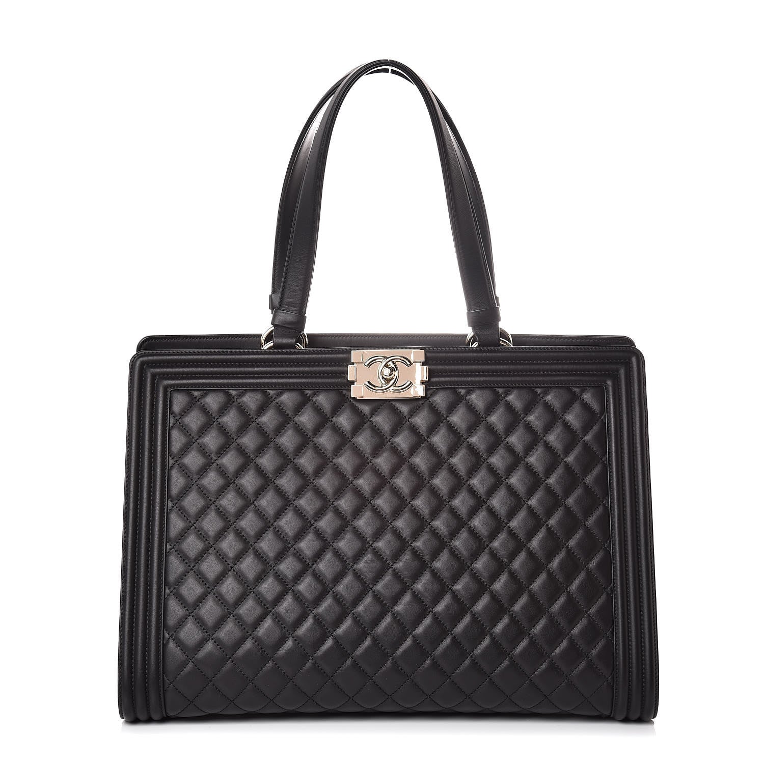 Chanel Calfskin Quilted Boy Shopping Tote Black 1 of 10
