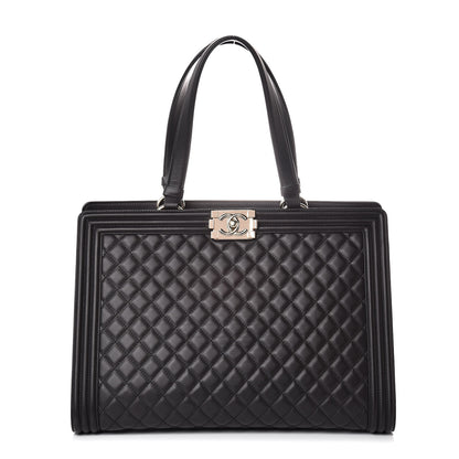 Chanel Calfskin Quilted Boy Shopping Tote Black 1 of 10
