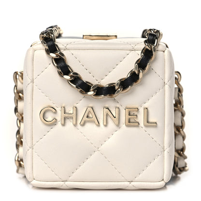 Chanel Lambskin Quilted Clutch With Chain Black White 1 of 10