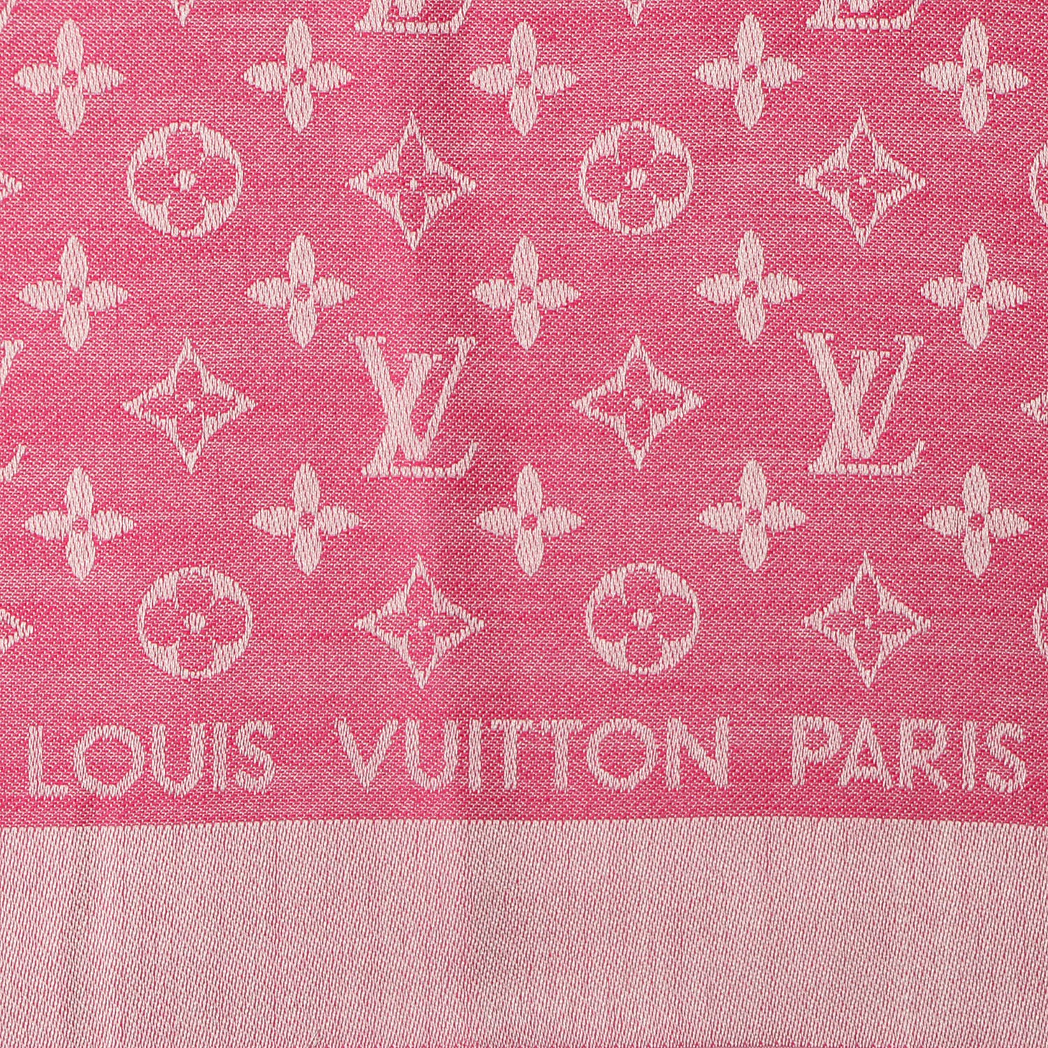 Louis Vuitton Silk Wool Monogram Denim Shawl Pivoine 4 of 5