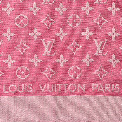 Louis Vuitton Silk Wool Monogram Denim Shawl Pivoine 4 of 5