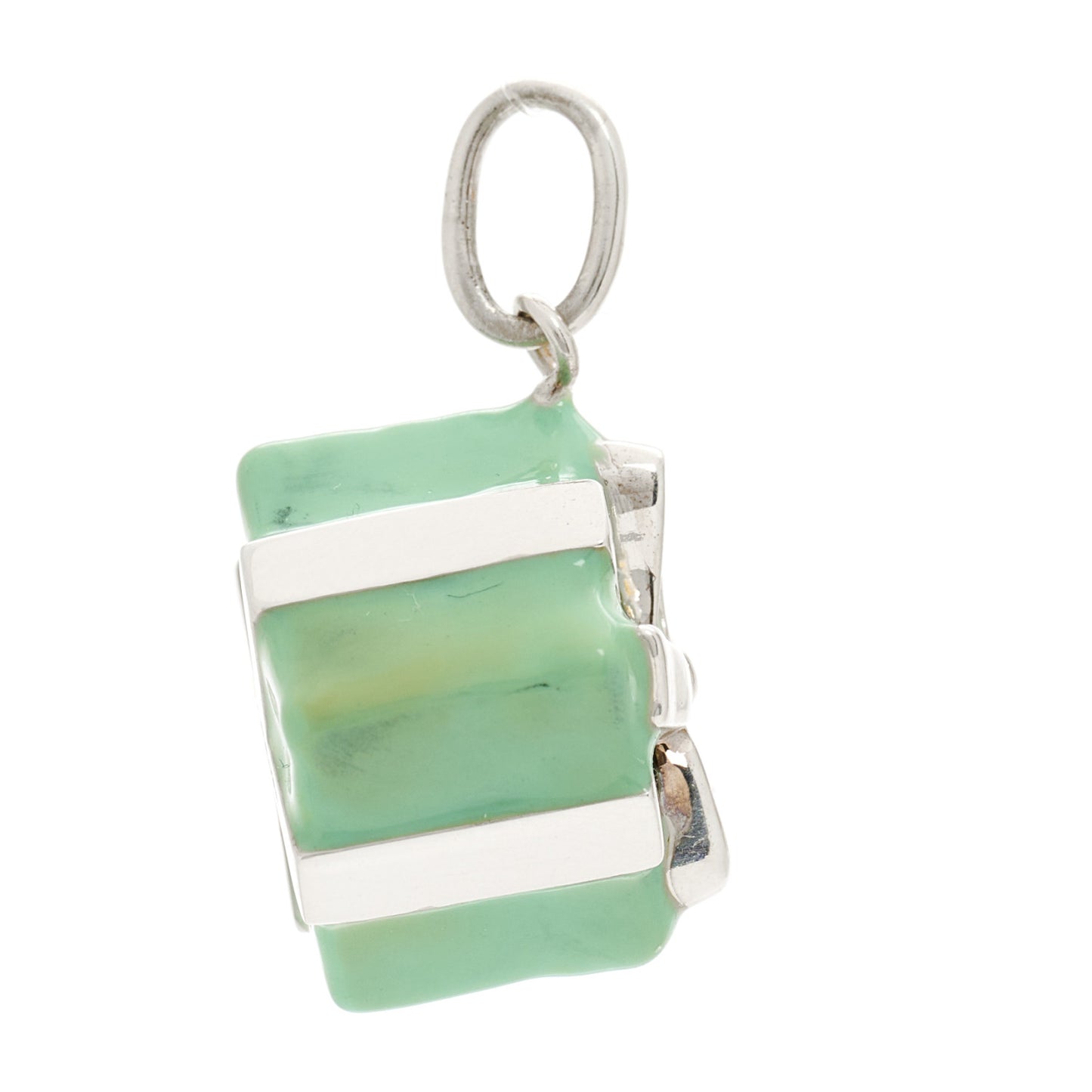 Sterling Silver Enamel Gift Box Charm Blue