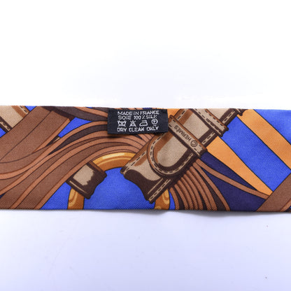 Hermes Silk Coaching Twilly Marine Jaune Orange 2 of 4
