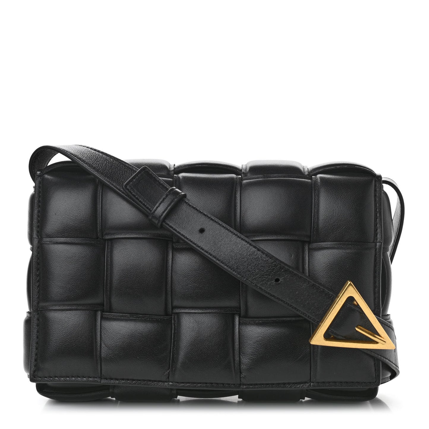 Nappa Maxi Intreccio Padded Cassette Crossbody Bag Black