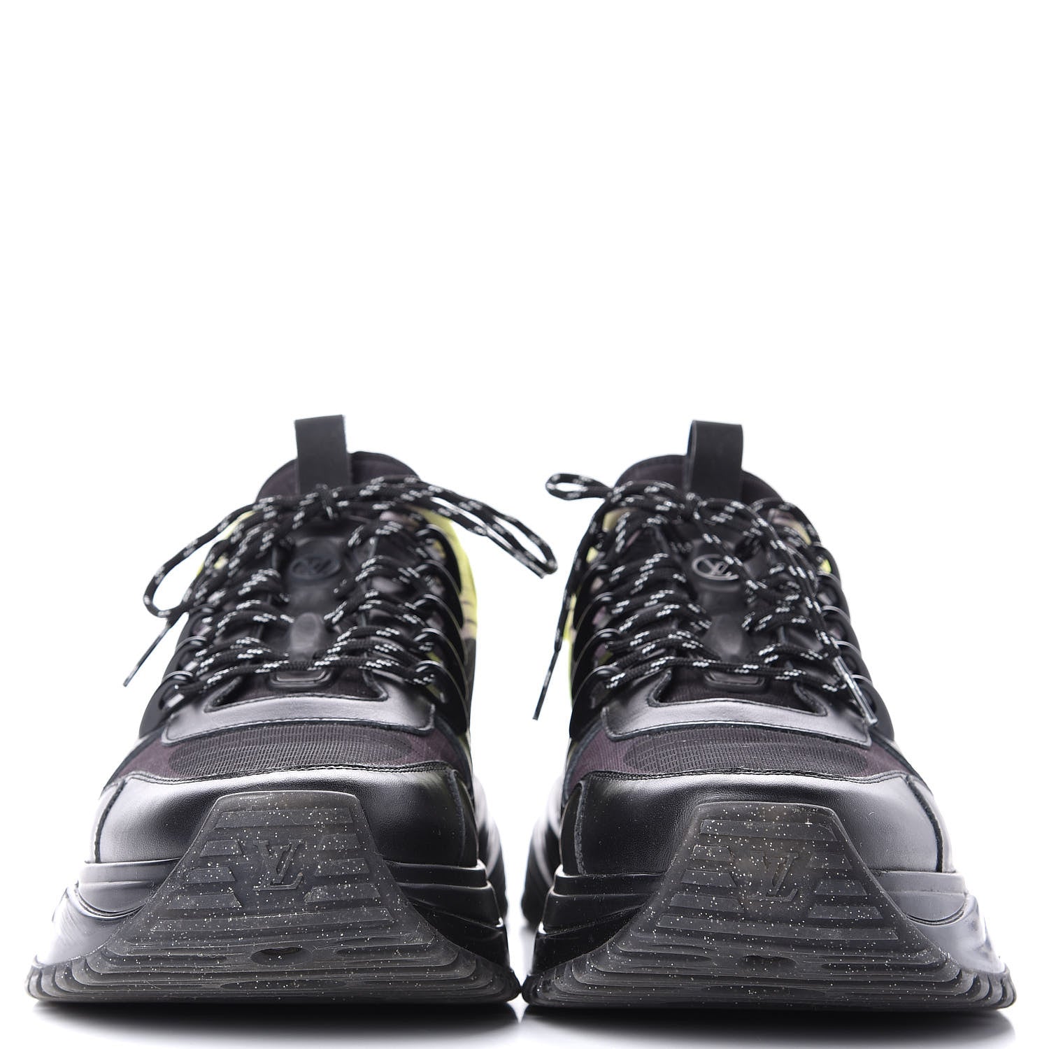 Louis Vuitton Calfskin Run Away Pulse Sneakers 7 Black Yellow 2 of 11