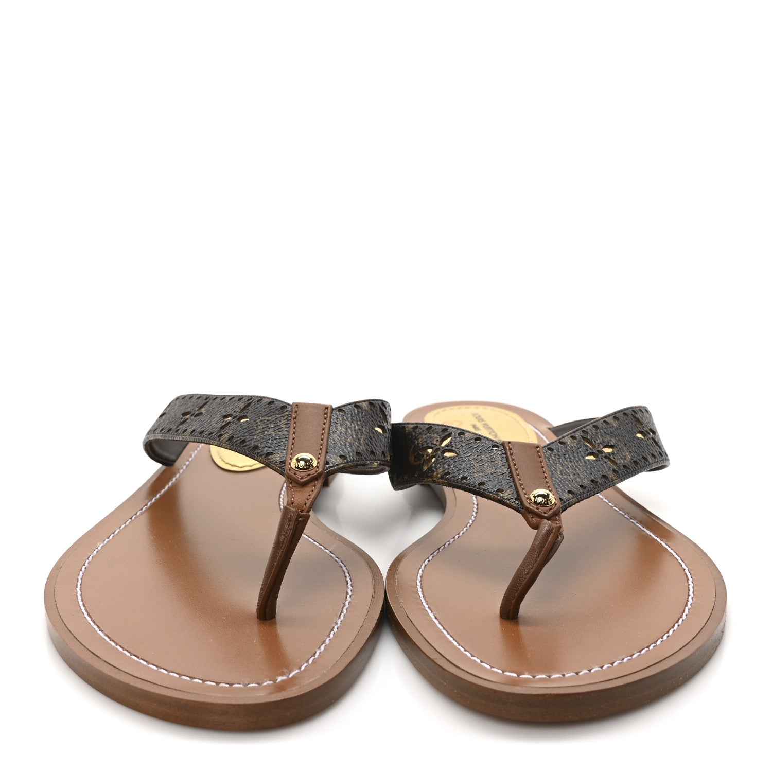 Louis Vuitton Monogram Sunny Flat Thong Sandals 38 Brown 1748822