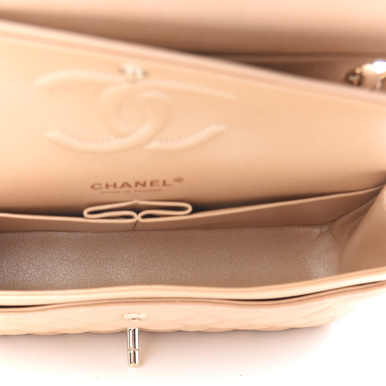 Chanel Iridescent Caviar Quilted Medium Double Flap Beige 5 of 9