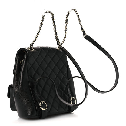 Chanel Shiny Caviar Quilted Medium Duma Pockets Drawstring Backpack Black 3 of 13