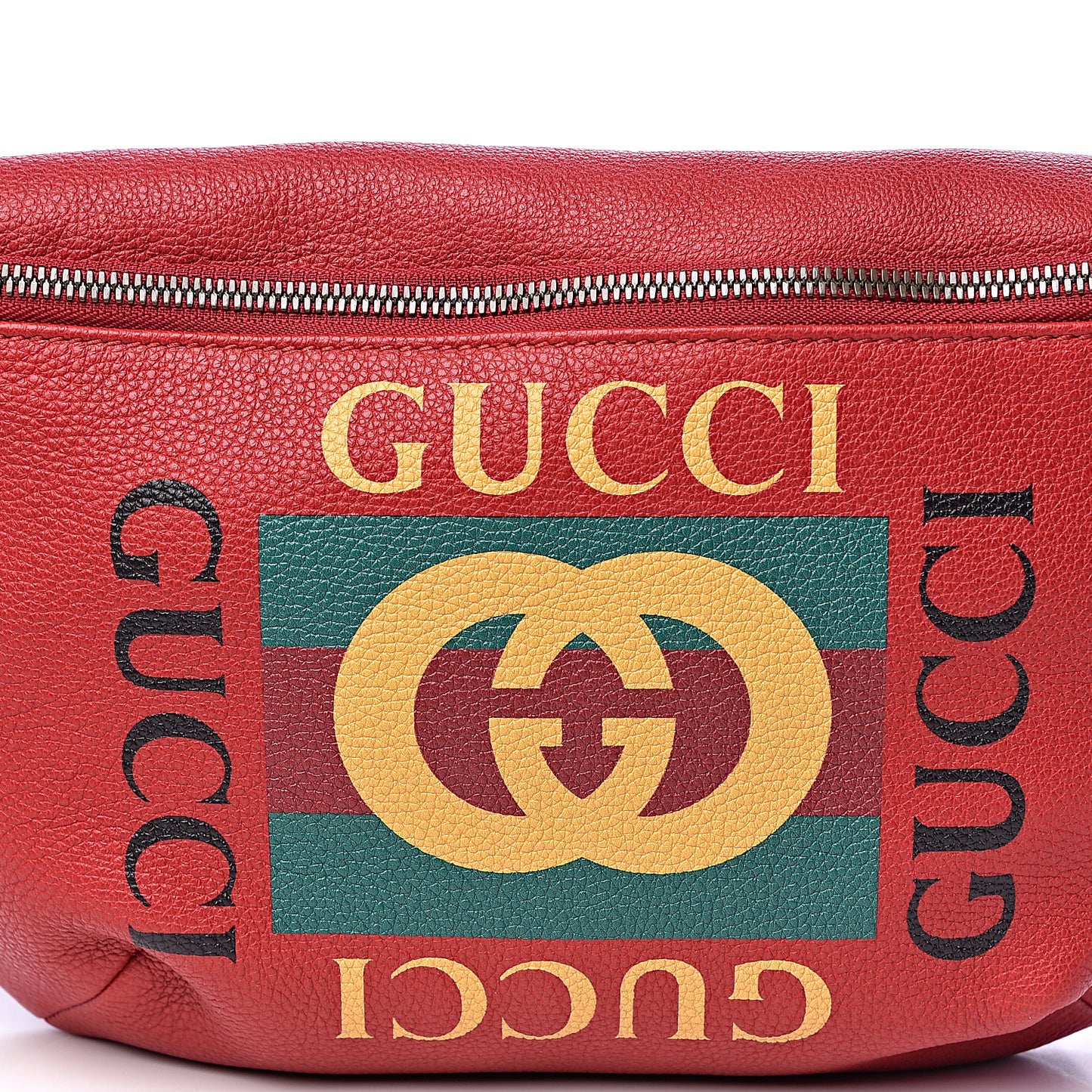 Grained Calfskin Logo Belt Bag Hibiscus Red