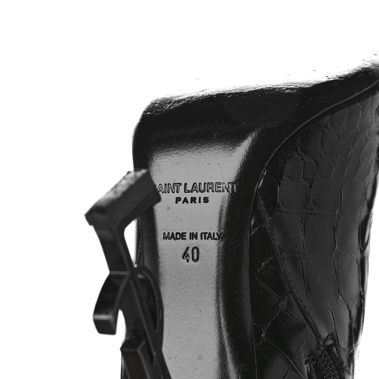 Alligator Embossed Patent Calfskin Opyum 110 Ankle Boots 40 Black
