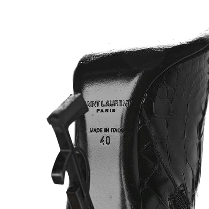 Saint Laurent Alligator Embossed Patent Calfskin Opyum 110 Ankle Boots 40 Black 6 of 10